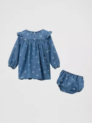 Little Girl's Denim Trapeze Dress in Denim