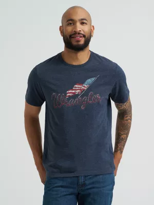 Mens Wrangler Americana Flag Logo TShirt:Dark Sapphire:S