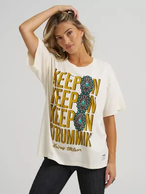 Wrangler x Lainey Wilson Keep On Strummin Oversized Tee in Cream