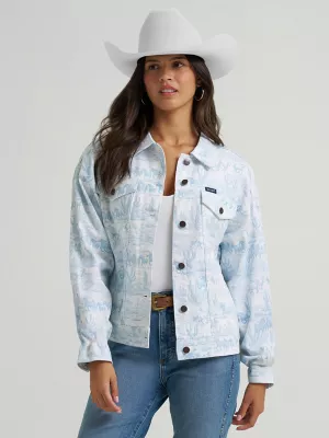 Women's Wrangler Country Toile Denim Relaxed Fit Jacket in White