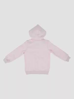Wrangler Girl's Zip Graphic Hoodie in Pink Logo
