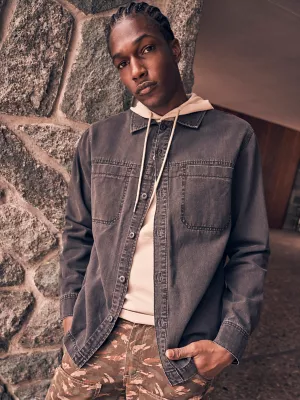 Men's Utility Overshirt in Black Wash