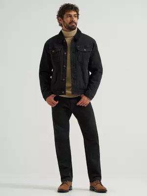 Men's Wrangler® Sherpa Lined Denim Jacket in Black Rinse