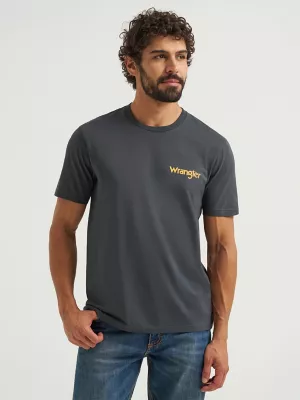 Men's Wrangler Bucking Cowboy Back Graphic T-Shirt in Washed Black