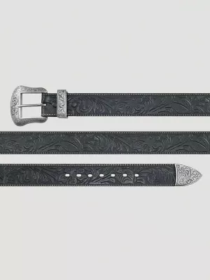 Men's 3 Piece Western Buckle Leather Belt in Black