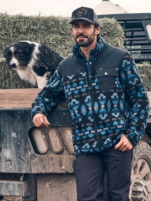 Mens Zip Light Ripstop Yoke Sherpa Jacket:Federal Blue:XXL