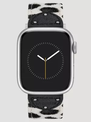 Cow Hair Studded Universal Watchband:Black/White:One Size: