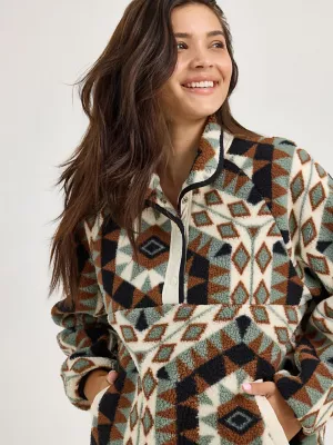 Women's Wrangler Retro® Half-Snap Sherpa Pullover in White