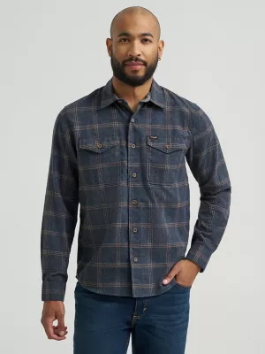 Men's Wrangler® Flannel Plaid Shirt in Dark Sapphire
