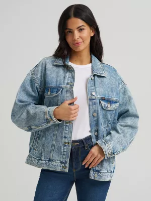 Women's Girlfriend Denim Jacket in Icy Blue