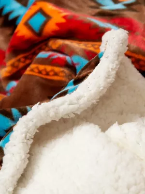 Wrangler Southwestern Horizon Sherpa Fleece Throw Blanket:Multi:ONE SIZE