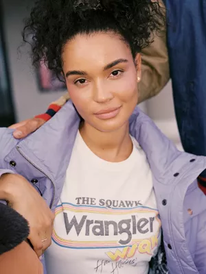 Wrangler x Stranger Things Logo Tee in Retro White