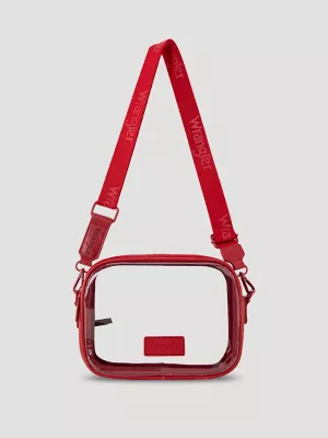 Clear Cross Body Stadium Bag:Red:One Size