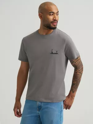 Mens Gone Fishing Graphic T-Shirt:Pewter:L