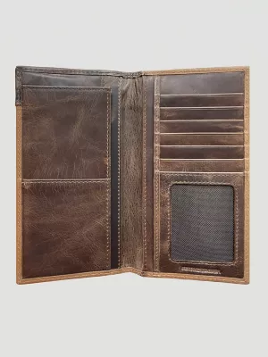 Embossed Leather Yoke Checkbook:Tan:One Size