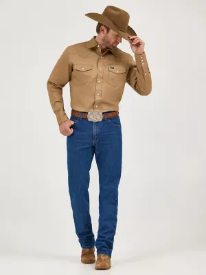 Cowboy Cut® Firm Finish Long Sleeve Western Snap Solid Work Shirt in Rawhide