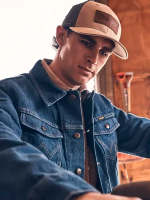 Logo Leather Patch Baseball Cap:Khaki/Brown:One Size