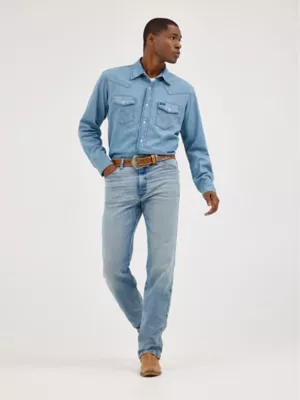 Wrangler® Cowboy Cut® Original Fit Vintage Wash Jean in Authentic Blue