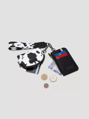 Cow Print Card and Wallet Set:Black:One Size