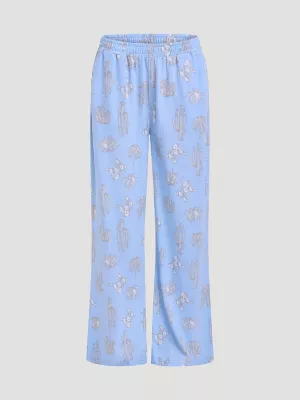 Women's Printed Pajama Pants in Blue