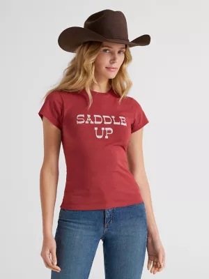 Women's Wrangler Graphic Shrunken Tee in Russet Brown