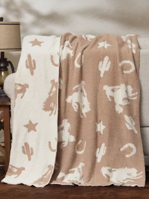 Wrangler Stretchy Throw Blanket:Brown:One Size