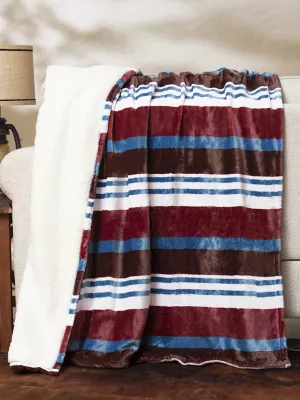 Wrangler Brushpopper Lounge Plush Sherpa Blanket:Blue:One Size