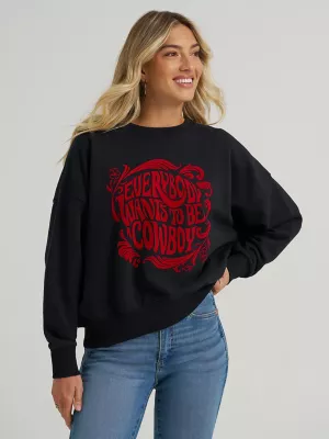 Wrangler x Lainey Wilson Cowboy Crewneck Pullover in Cowboy Graphic