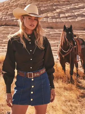 Wrangler® x Yellow Rose by Kendra Scott Rodeo Shirt in Mole Black