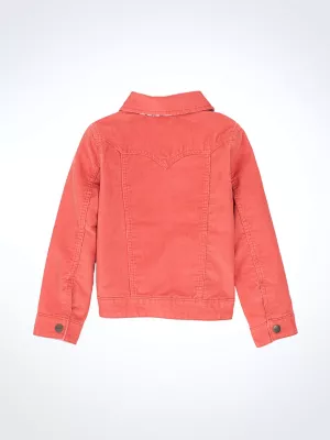Girl's Flannel Lined Corduroy Jacket in Coral