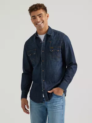 Wrangler x Buffalo Trace™ Men's Revival Shirt in Oak Indigo