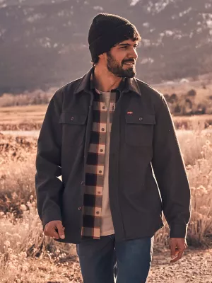 Mens Five Star Brushed Fleece Shirt Jacket:Grey Pinstripe:S