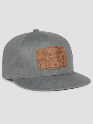 Mens Steerhead Leather Patch Baseball Cap:Grey:One Size: