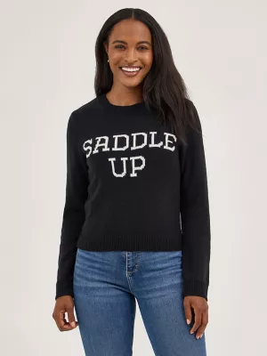 Women's Wrangler Western Shrunken Sweater in Saddle Black