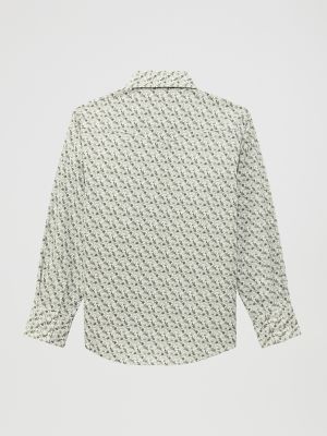 Boy's Wrangler® 20X® Advanced Comfort Western Snap Print Shirt in Olive Cacti