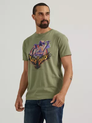 Men's Black Crowes Concert Graphic T-Shirt in Deep Lichen Green
