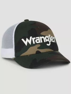 Wrangler Logo Camo Baseball Cap:Camo Green:One Size