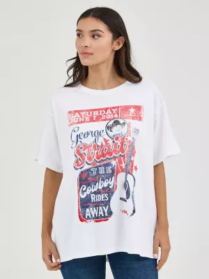 Women's Wrangler Retro® George Strait Oversized Band Tee in Bright White
