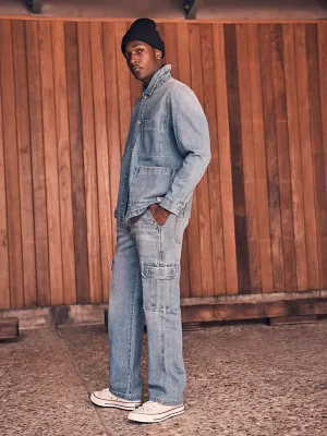 Men's Utility Denim Cargo in Mid Blue