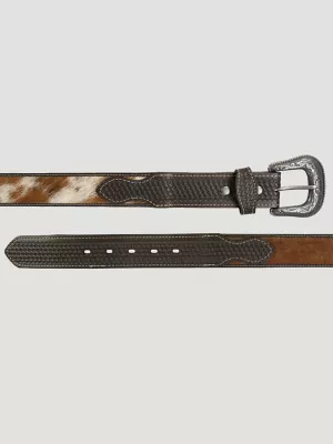 Men's Calf Hair Belt in Brown