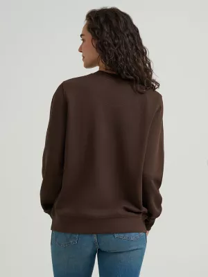 Women's Wrangler Graphic Crew Sweatshirt in Brown Desert