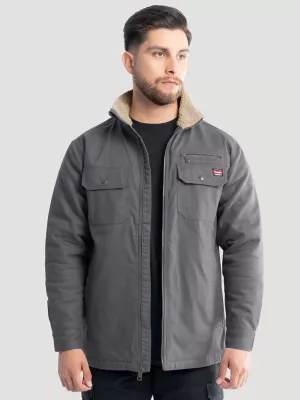 Men's Workwear Faux Shearling Lined Jacket in Grey