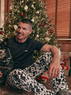 Men's Printed Pajama Pants in Black/White