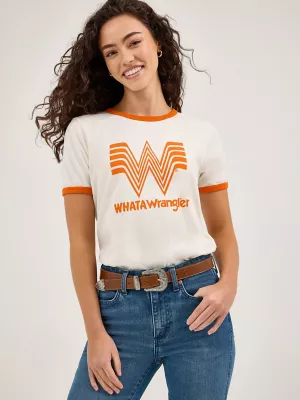 Wrangler x Whataburger Women's Ringer Tee in Marshmallow