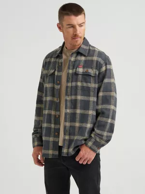 Wrangler® Men's Five Star Premium Brushed Flannel Shirt Jacket in Black Heather