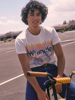 Wrangler x Stranger Things Keep on Runnin' T-Shirt in Retro White