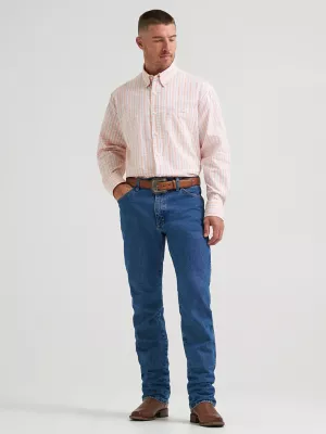 Wrangler® George Strait™ Long Sleeve Button Down One Pocket Shirt in Peachy Plaid