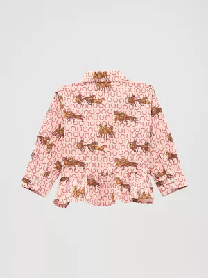 Little Girl's Ruffle Hem Western Snap Shirt in White