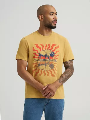 Men's Buffalo Graphic T-Shirt in Pale Gold