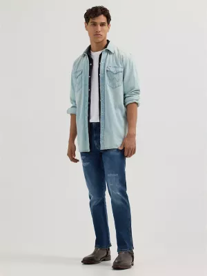 Men's Destructed Bootcut Jean in Rio